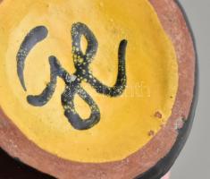 Gorka Lívia (1925-2011): Csíkos váza. Festett mázas kerámia, jelzett, restaurált / Lívia Gorka (1925...