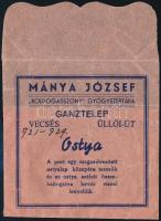 Mánya József Boldogasszony Gyógyszertára Ganztelep,Vecsés receptboríték