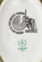 Hollóházi vadász motívumos porcelán hamutál, kézzel festett/matricás, jelzett, kis kopásokkal. Borso...