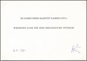 1989 Habsburg Ottó (1912-2011) autográf aláírása dombornyomott, az osztrák magyar koronával díszítet...