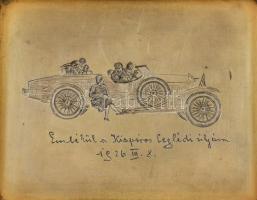 Ezüst (Ag) szelence, cigaretta tárca a Latinovits család címerével, valamint belső oldalán automobil...