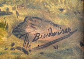 cca 1900 Th Breitwieser (?) jelzéssel: Vasárnapi vadászok (humoros jelenet). Olajnyomat, papír. Sérü...