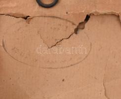 Jelzés nélkül: Faluvége. Olaj, karton. Kissé kopott, régi fa keretben. 10x10 cm