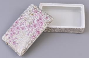 Hollóházi porcelán bonbonniere egyedi dekorral. Kézzel festett, jelzett, (Szabó Zsuzsa) hibátlan. 14...