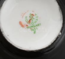 Hollóházi fekete-fehér mintás retro mokkás készlet. Hat személyes, teljes, matricás, jelzett, minimá...