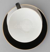 Hollóházi fekete-fehér mintás retro mokkás készlet. Hat személyes, teljes, matricás, jelzett, minimá...