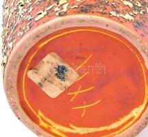 Iparművész dísz váza. Hólyagos  mázas kerámia,  jelzés nélkül, kisebb mázhibákkal. 40 cm