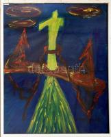 El Kazovszkij nyomán: Egyensúly. Olaj, karton. Üvegezett fa keretben. 49,5×59,5 cm