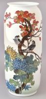 Kínai padlóváza madaras dekorral. Kézzel festett, jelzett, hibátlan. 43 cm