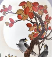 Kínai padlóváza madaras dekorral. Kézzel festett,  jelzett, hibátlan. 43 cm