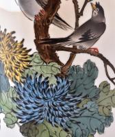 Kínai padlóváza madaras dekorral. Kézzel festett,  jelzett, hibátlan. 43 cm