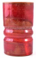 Vörös mázas váza. Repesztett és koptatott mázas kerámia, jelzés nélkül. Hibátlan. 18,5 cm