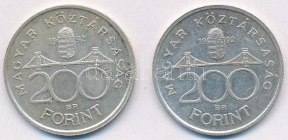 1992. 200Ft Ag "MNB" (2x) T:1-