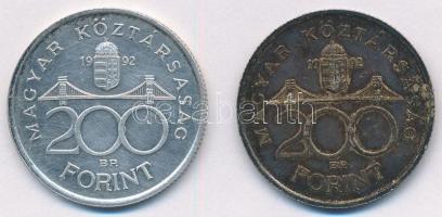 1992. 200Ft Ag "MNB" (2x) T:1- patina