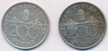 1994. 200Ft Ag "Deák" (2x) T:1- patina