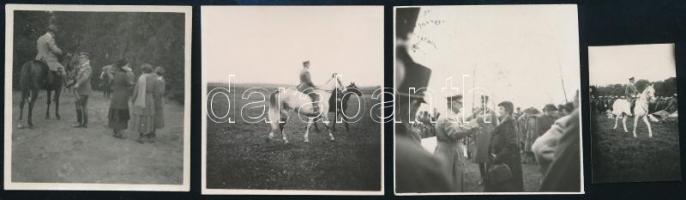 cca 1930 Horthy Miklós kormányzó lovon és eseményeken, 4 db fotó, 4×2,5 és 5,5×5,5 cm