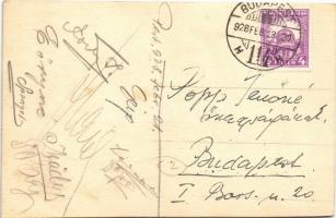 1928 Budapest I. Tabán, Albecker Antal veje Schreil Győző vendéglője, étterem, háttérben a Budai vár...