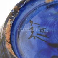 Jelzés nélkül: Mázas kerámia padlóváza. sérüléssel, apró mázhibákkal. kézzel festett 43 cm