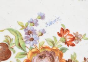 Sitzendorf porcelán tál Hévíz felirattal. Részben kézzel festett, jelzett, hibátlan. d:28 cm