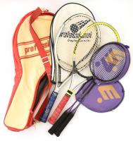 2 db Rex professional teniszütő tokkal + 2 db Erhard tollasütő tokokkal + 1 Head tok