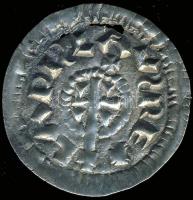 I.László 1077-95. Denár Ag ÉH.15 T:2 patina, két nagyobb és egy kisebb lyuk