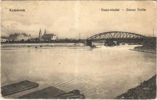 1920 Komárom, Komárno; Duna részlet, híd / Donau Partie / Danube river, bridge (Rb)