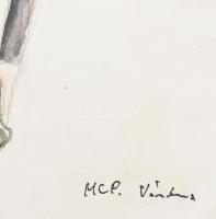 Jelmez vagy divatttervek, 4 db mű. Vegyes technika, papír, utólagos MCP jelzéssel. 42x30 cm