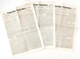 1864 Ungarische Nachrichten német nyelvű újság 4 db száma