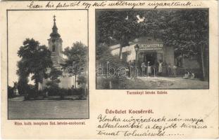 1914 Kocsér, Római katolikus templom, Szent István szobor, Turcsányi István üzlete (EK)