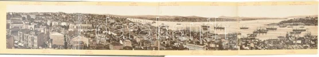 cca 1890 Konstantinápoly (Isztambul) nagy méretű panorámaképe. Litográfia. Festett egészvászon borít...