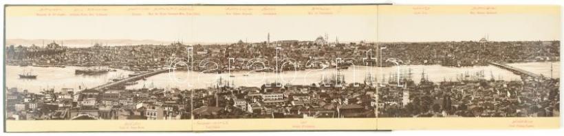 cca 1890 Konstantinápoly (Isztambul) nagy méretű panorámaképe. Litográfia. Festett egészvászon borít...