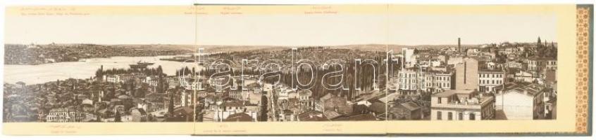 cca 1890 Konstantinápoly (Isztambul) nagy méretű panorámaképe. Litográfia. Festett egészvászon borít...