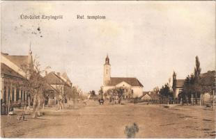 1912 Enying, Református templom, utca. Polgár Jenő kiadása (EK)