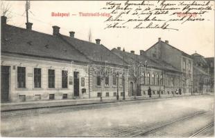 1917 Budapest VIII. Tisztviselőtelep, Elnök utca, üzlet, villamossín