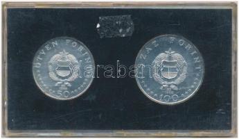 1968. 50Ft Ag + 100Ft Ag Semmelweis pár eredeti fekete MNB plasztik tokban T:1 kis patina Adamo EM27; EM28