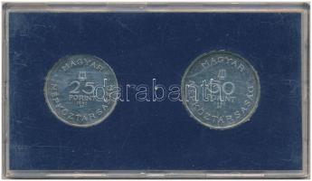 1961. 25Ft Ag + 50Ft Ag Bartók Béla kék plasztik tokban T:1- (eredetileg P) Adamo EM12, EM13