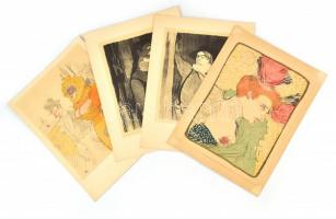 Toulouse Lautrec 4 db litográfiájának facsimile változata hiányos mappában. 30x40 cm
