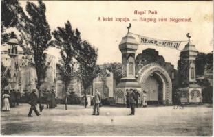 Budapest XIV. Angol Park, Kelet kapuja, Néger-Falu. Hátoldalon reklám
