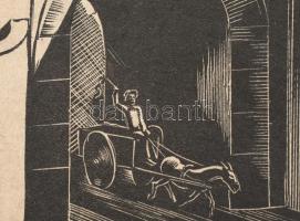 Gáborjáni Szabó Kálmán (1897-1955): Bracciano, 1931. Fametszet, papír. Jelzett. Paszpartuban. Kissé ...