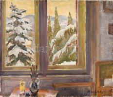 Hranitzky Ilona (1889-?): Téli műtermi csendélet. Olaj, vászon, jelzett. Apró felületi sérülésekkel. 62x52,5 cm