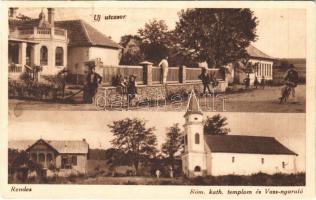 1930 Balatonrendes, Rendes; Új utcasor, villa, kerékpár, Római katolikus templom, Vass nyaraló (EK)