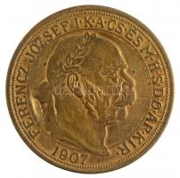 1907. 100K "Ferenc József Megkoronázásának Negyvenedik Évfordulójára" aranyozott fém utánv...