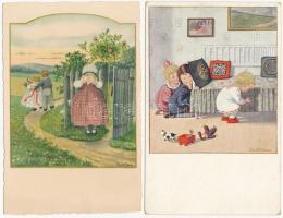2 db RÉGI gyerek művészlap Pauli Ebner aláírásával / 2 pre-1945 children art postcards signed by Pauli ebner