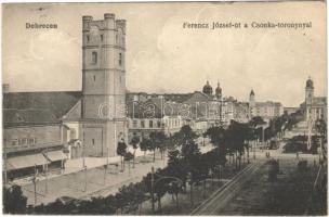 1918 Debrecen, Ferenc József út, Csonka torony, kalap áruház, üzlet