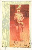 1899 Circus art postcard, acrobat lady. P. & K. Vienne s: Walter Hampel (EK)