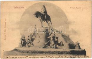 1902 Kolozsvár, Cluj; Mátyás király szobor / statue