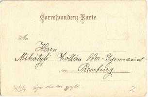 1899 Wien, Vienna, Bécs; Stephanskirche / church, horse-drawn tram, coat of arms. Karl Stückers Kuns...