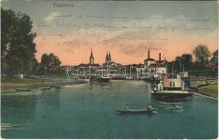 1915 Pancsova, Pancevo; szállító és lakó uszályok / barges