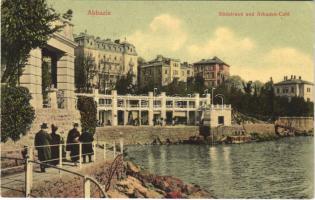 1910 Abbazia, Opatija; Südstrand und Arkaden Café (fl)