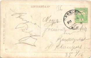 Cegléd, Kossuth tér, Városháza, templom, Takács Pál üzlete. W. L. Bp. 6573. (EM)